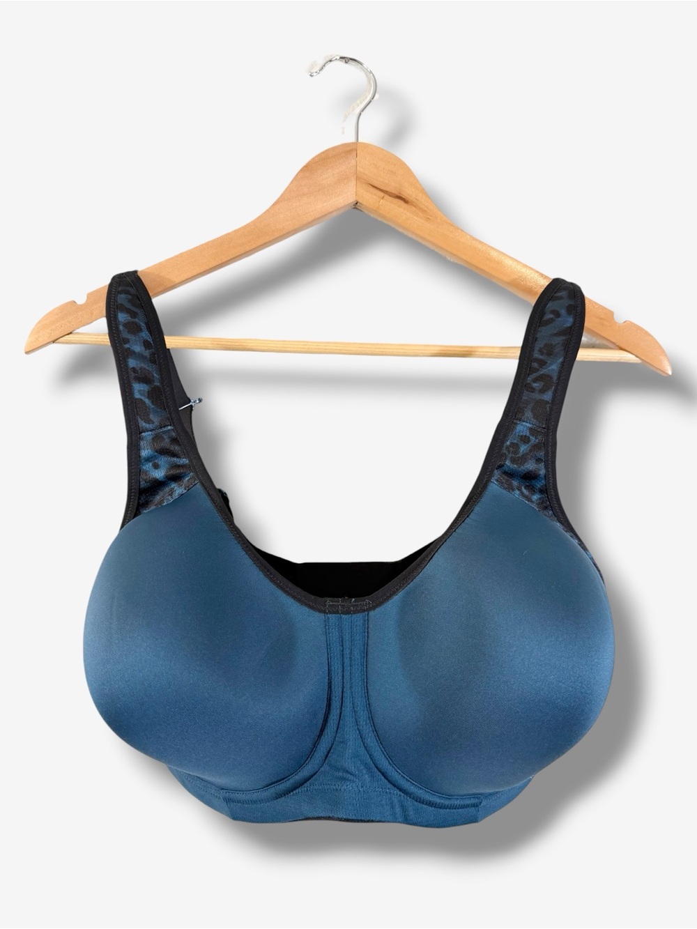Freya Sonic 34I Teal Underwire Molded Sports Bra Leopard Print High Impact